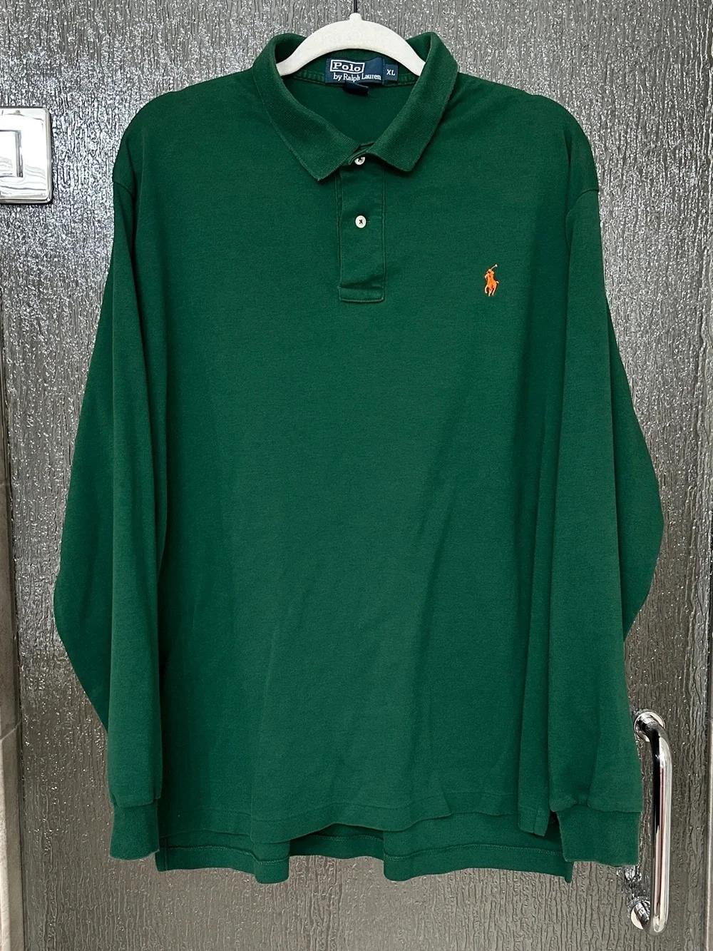 Ralph Lauren Long-Sleeve Polo in Forest Green with Orange Pony